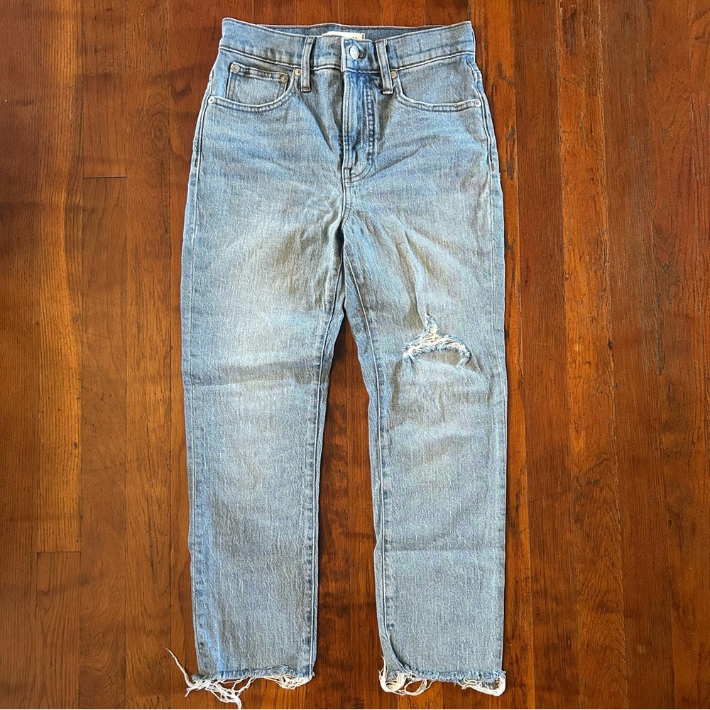 Madewell The Perfect Vintage Jean Preppy Light Wash Raw Hem Denim Blue Jeans 25P